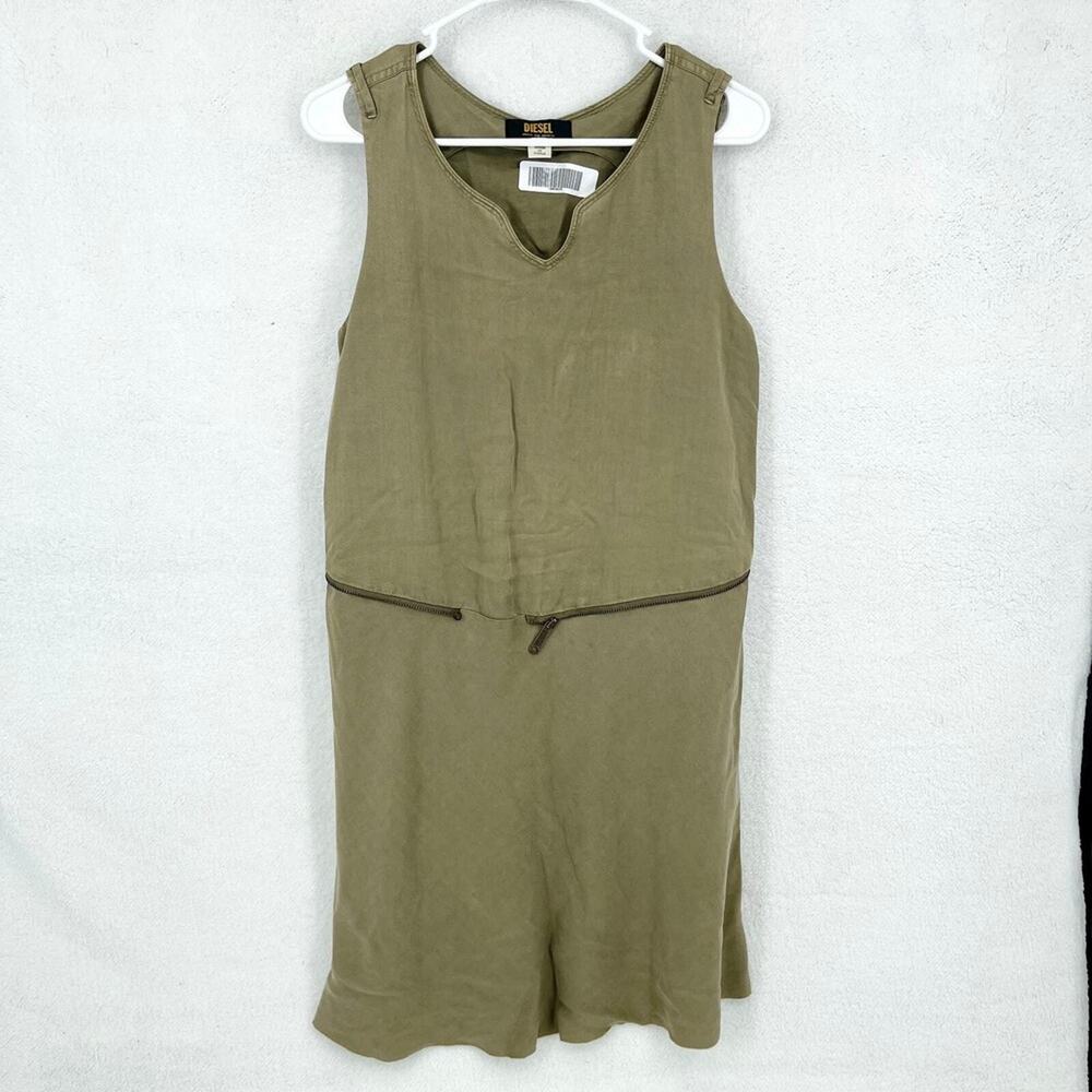 Diesel Dress Women‎ Size Medium 10/12 Mini Army Cargo Zipper Sleeveless Cotton
